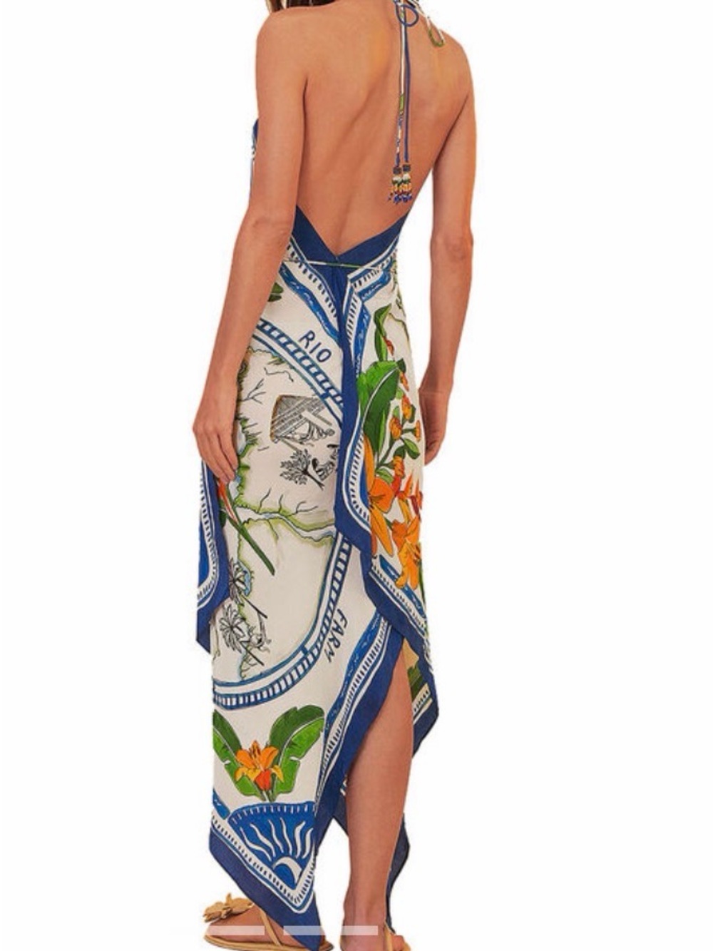 FARM Rio Blue, Green and Yellow Tropical Print Midi Dress - Picture 2 of 7
